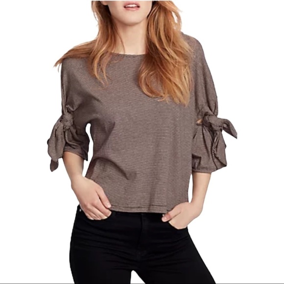 Ella Moss Erica Stripe Tie Sleeve Top Style #: 30046042 Size Small - Picture 1 of 8